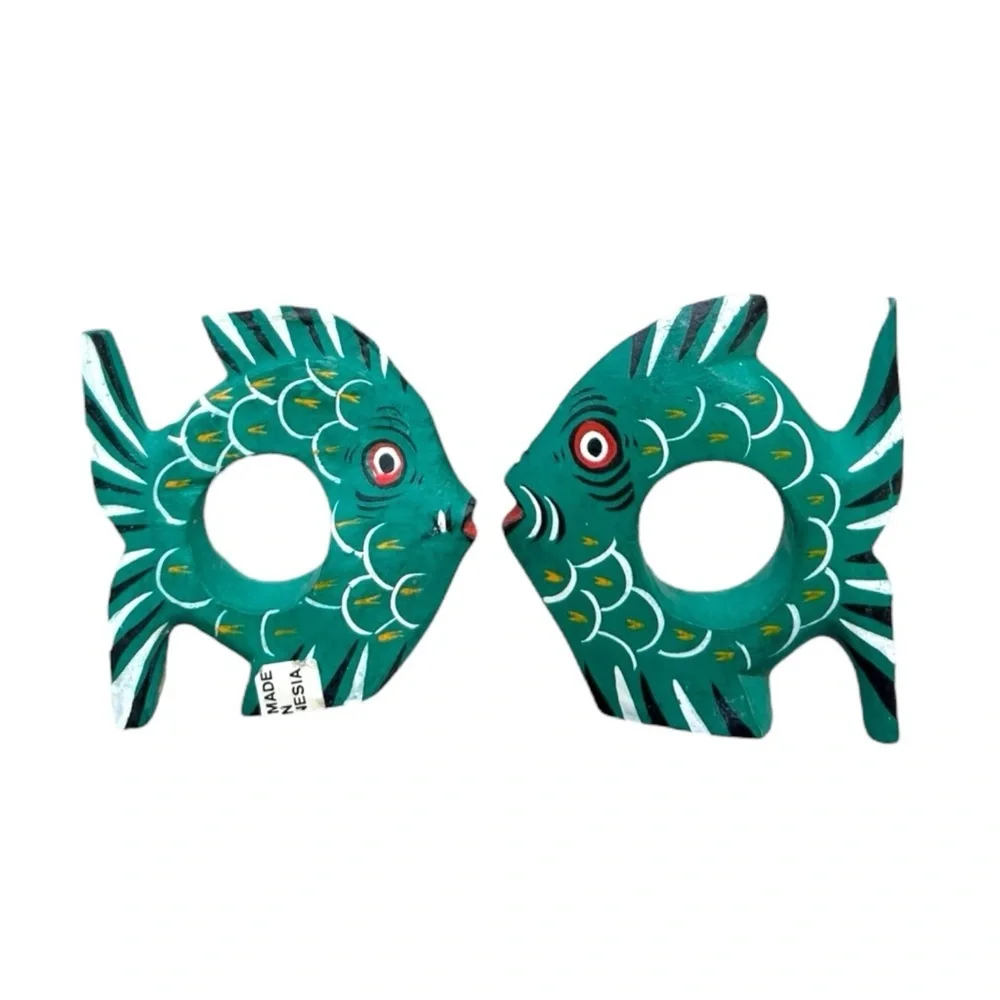 4/$20 Set of 4 Hand-Painted Wood Fish Napkin Holders